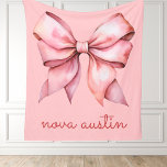 Trendy Pink Bow Personalised With Name Monogram Fleece Blanket<br><div class="desc">Wrap your little one in a touch of elegance with our Trendy Pink Bow Personalised Monogram Fleece Blanket. Perfect for any newborn baby gift, this blanket features a charming preppy coquette bow design that adds a sweet, stylish touch to any nursery. Crafted from ultra-soft fleece, it provides warmth and comfort,...</div>