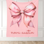 Trendy Pink Bow Personalised With Name Monogram Fleece Blanket<br><div class="desc">Wrap your little one in a touch of elegance with our Trendy Pink Bow Personalised Monogram Fleece Blanket. Perfect for any newborn baby gift, this blanket features a charming preppy coquette bow design that adds a sweet, stylish touch to any nursery. Crafted from ultra-soft fleece, it provides warmth and comfort,...</div>
