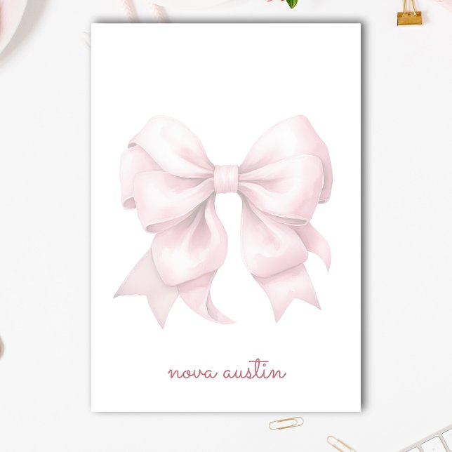 Trendy Pink Bow Personalised With Name Monogram Post-it Notes (Creator Uploaded)