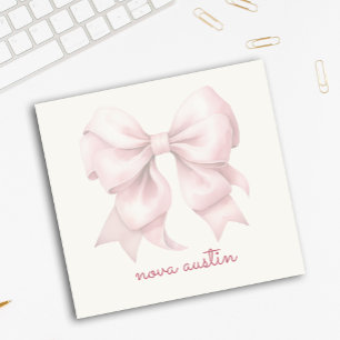 Trendy Pink Bow Personalised With Name Monogram Post-it Notes