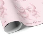 Trendy Pink Bow Personalised With Name Monogram Wrapping Paper<br><div class="desc">Elevate your gift-giving with our Trendy Pink Bow Personalised With Name Monogram Wrapping Paper, a perfect blend of chic and personalised style. This wrapping paper features a preppy pink coquette bow design that adds a touch of elegance and femininity to any gift. Ideal for those who love the trendy coquette...</div>