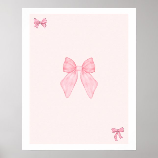 Trendy Pink Bows Wall Art Set , Preppy poster, Col (Front)