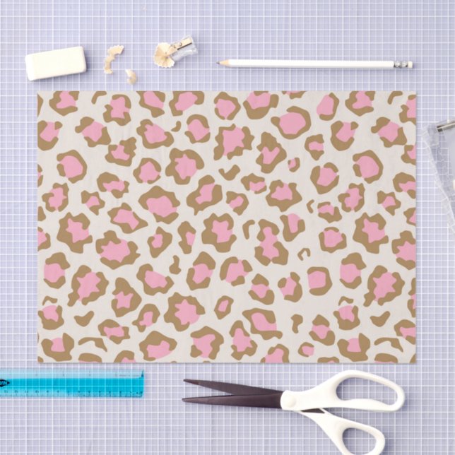 Trendy Pink Brown Leopard Spots Boho Decoupage Tissue Paper (Craft)