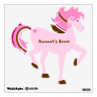 Trendy Pink & Brown Prancing Horse Wall Decal