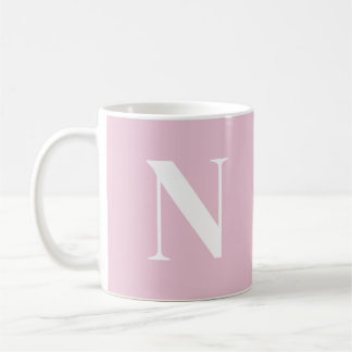 Trendy Pink C52 & White Initial Monogram Custom Coffee Mug