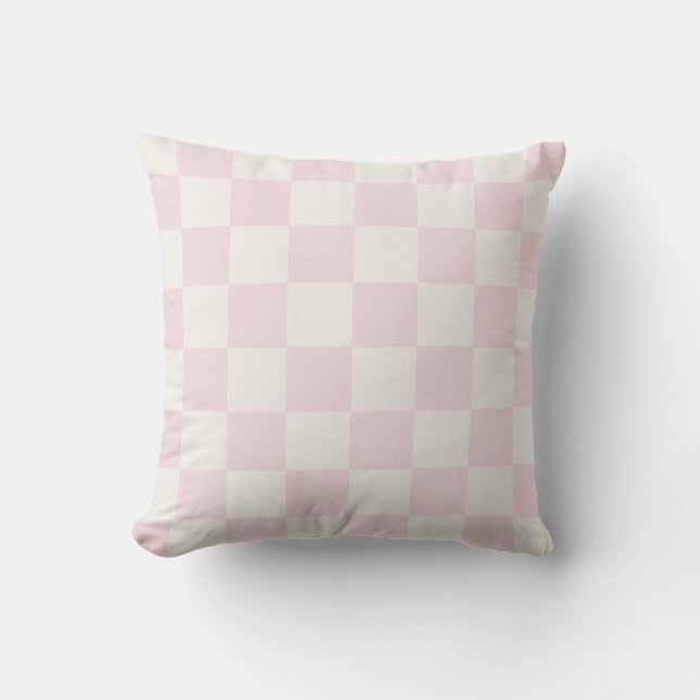 Trendy Pink Checkered Pattern Cushion (Front)