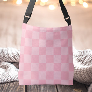 Trendy Pink Chequered Fashion Crossbody Bag