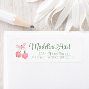Trendy Pink Cherries  Return Address Label
