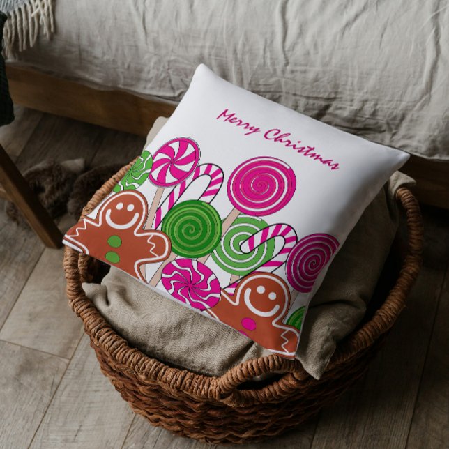 Trendy pink Christmas gingerbreads Cushion (Creator Uploaded)