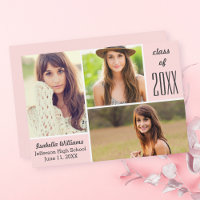 Trendy Pink Class of 20XX Graduation Photo Collage