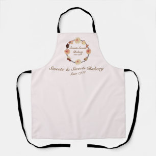 Trendy Pink Colourful Sweets Sweets Bakery Logo Apron