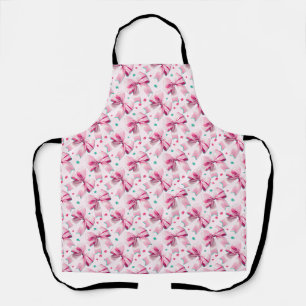Trendy pink coquette bow pattern with cute girly apron