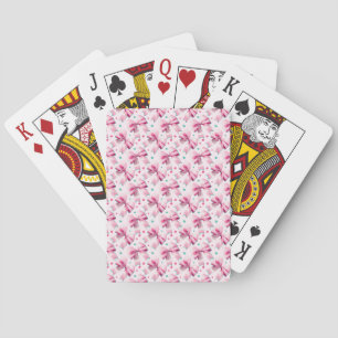 Trendy pink coquette bow pattern with cute girly playing cards