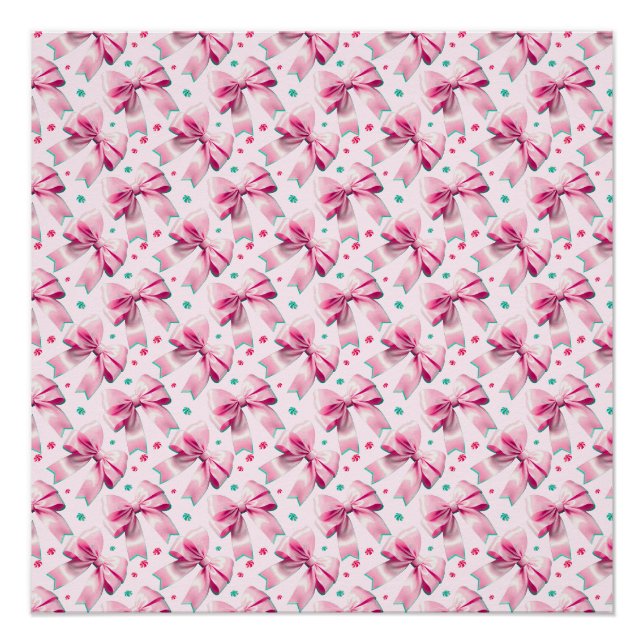 Trendy pink coquette bow pattern with cute girly poster (Front)