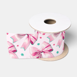 Trendy pink coquette bow pattern with cute girly satin ribbon