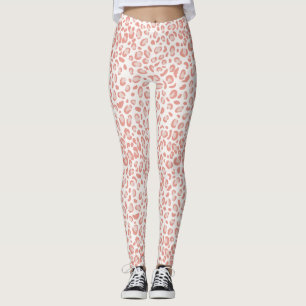 Trendy Pink Coral Leopard Pattern Leggings