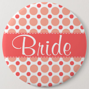 Trendy Pink & Coral Polka Dots 6 Cm Round Badge