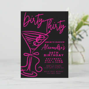 Trendy Pink Dirty Thirty 30th Birthday Invitation