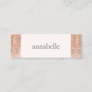 Trendy Pink Faux Rose Gold Sequin Beauty Salon Mini Business Card