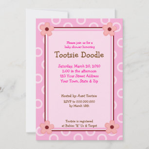 Trendy Pink Flowers 5x7 Baby Shower Invitation