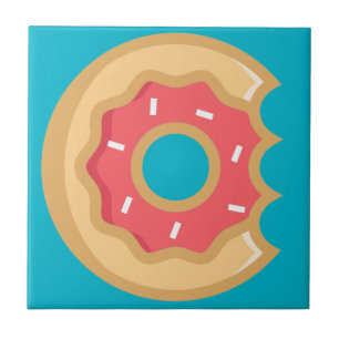Trendy Pink Frosted Doughnut Ceramic Tile