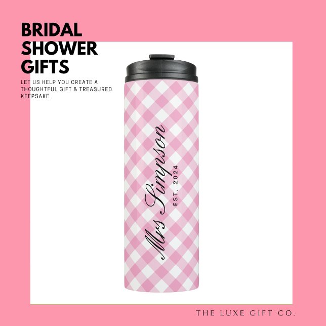 Trendy Pink Gingham Bride to Be Gift Tumbler (Creator Uploaded)