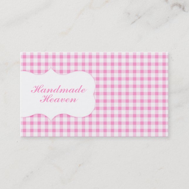 Trendy Pink Gingham Business Card (Front)
