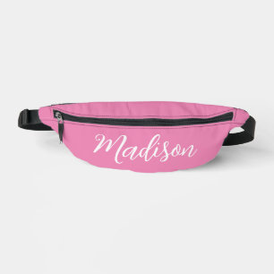 Trendy Pink Girls Name Handwritten Script Custom Bum Bags