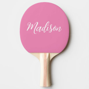 Trendy Pink Girls Name Handwritten Script Custom Ping Pong Paddle