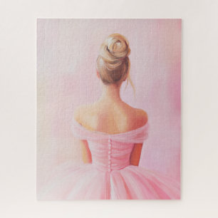 Trendy Pink Girly Aesthetic Ballerina Jigsaw Puzzle
