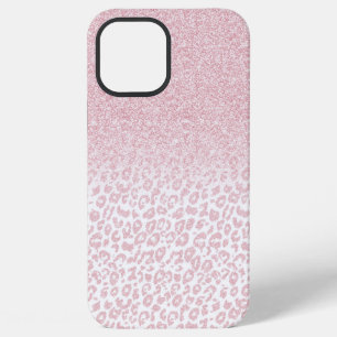 Trendy Pink Glitter & Leopard Print Ombre Design iPhone 12 Pro Max Case