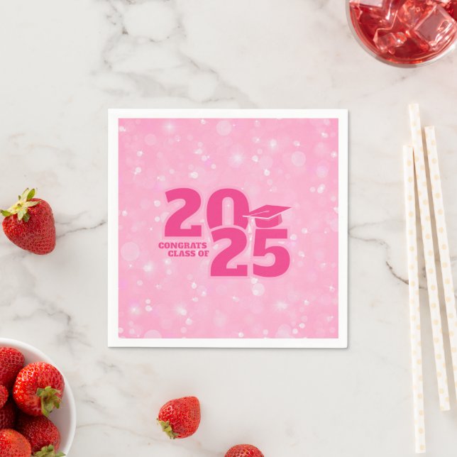 Trendy Pink Graduation Paper Napkin (Insitu)