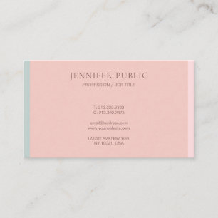 Trendy Pink Green Pastel Colours Template Elegant Business Card