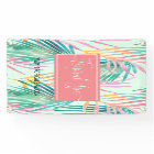 Trendy Pink & Green Watercolor Tropical Palm Leaf