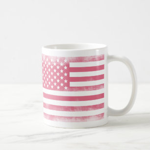Trendy Pink Grunge American Flag Coffee Mug
