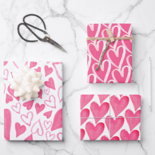 Trendy Pink Hearts Valentines Day  Wrapping Paper
