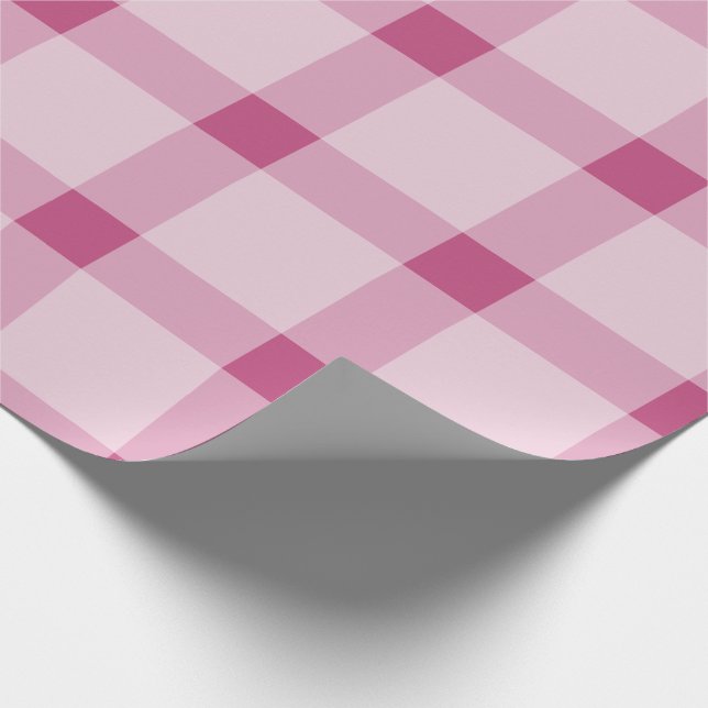 Trendy Pink Holiday Plaid Christmas Wrapping Paper (Corner)