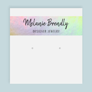 Trendy Pink Holographic Earring Display Square Business Card