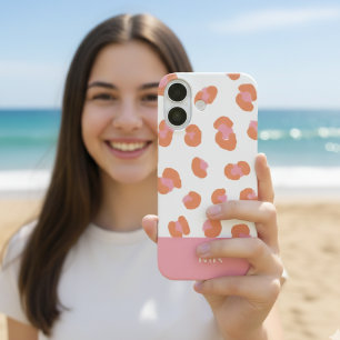Trendy Pink Leopard Monogram Initial iPhone 16 Case
