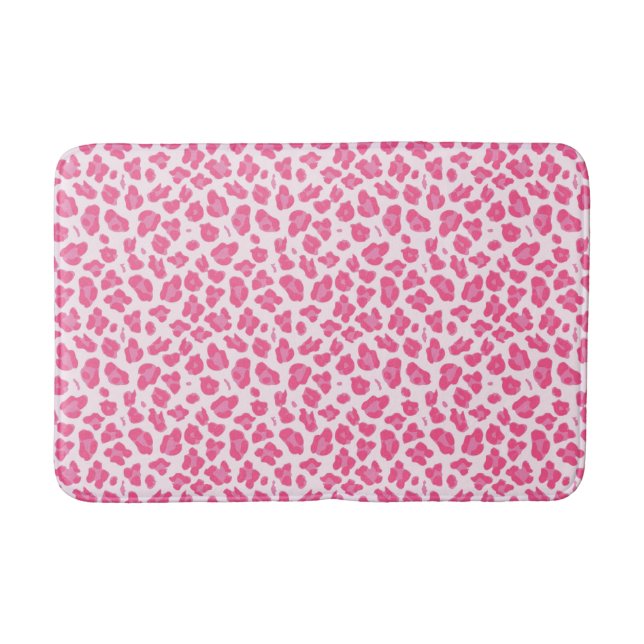 Trendy Pink Leopard Print Bath Mat (Front)