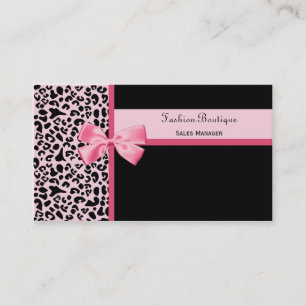 Trendy Pink Leopard Print Fashion Boutique Business Card