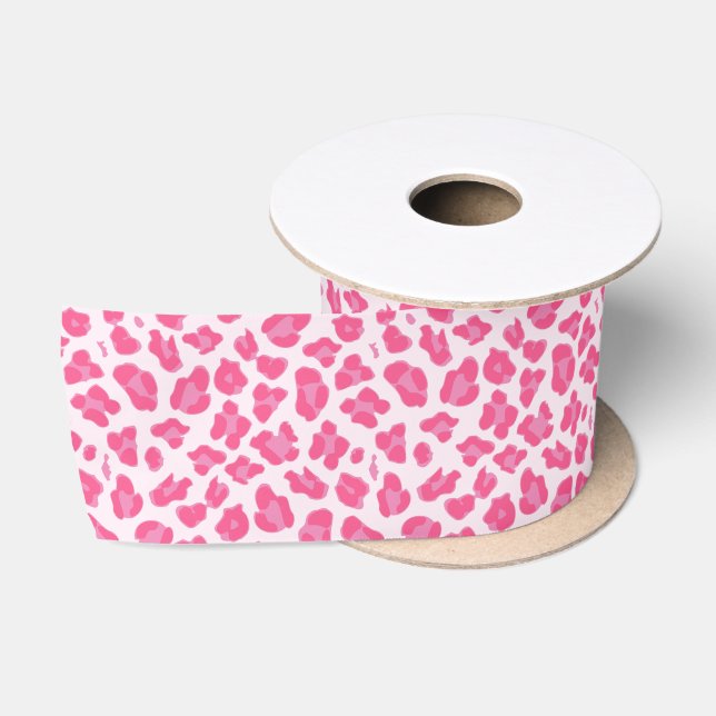 Trendy Pink Leopard Print Satin Ribbon (Spool)
