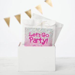 Trendy Pink Lets Go Party Birthday  Favour Bag