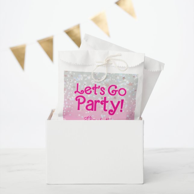 Trendy Pink Lets Go Party Birthday  Favour Bag (Party)