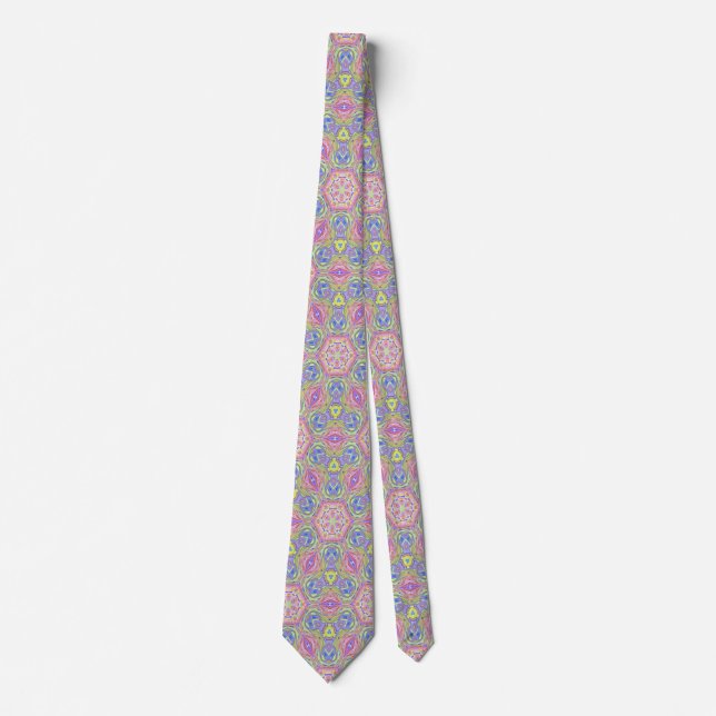 Trendy Pink Mandala Zen Yoga Pattern Design Tie (Front)