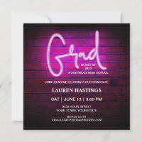 Trendy Pink Neon 2023 Photo Graduation Party