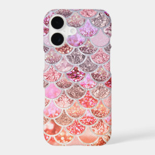 Trendy Pink Ombre Glitter Mermaid Fish Scales