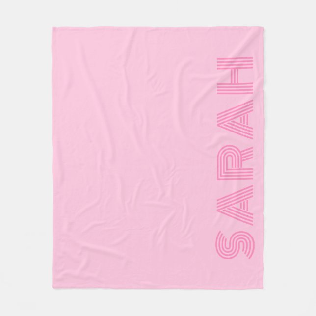 Trendy Pink Personalised Name  Fleece Blanket (Front)