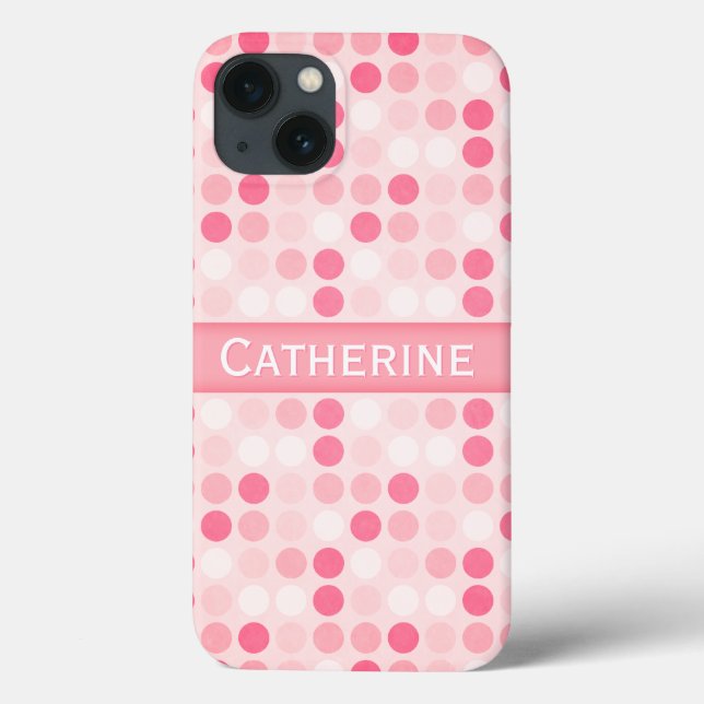 Trendy Pink Polka Dot Pattern Case-Mate iPhone Case (Back)