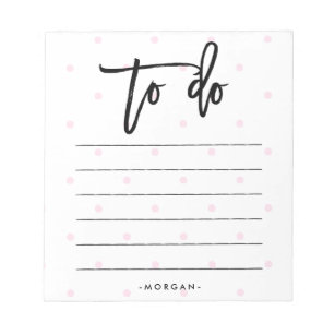 Trendy Pink Polka Dots and Typography To Do List Notepad